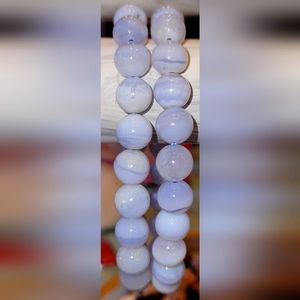 Blue Lace Agate Handcrafted Bracelet. 10mm beads, comfortable stretch